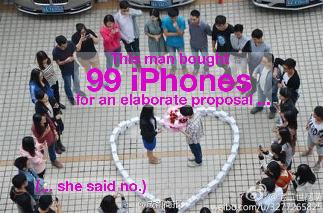 Proposal with 99 iPhones