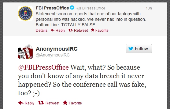 Twitter - AnonymousIRC and FBIPressOffice