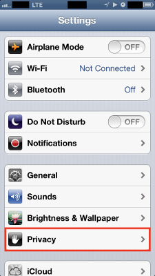 iOS 6 settings menu