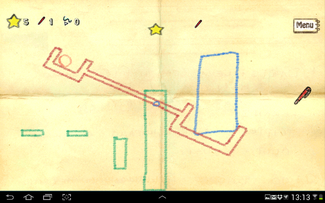 Screenshot of Crayon Physics gameplay on Samsung Galaxy Note 10.1