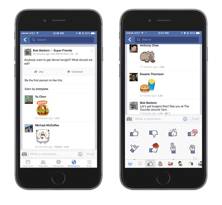 Facebook stickers on mobile