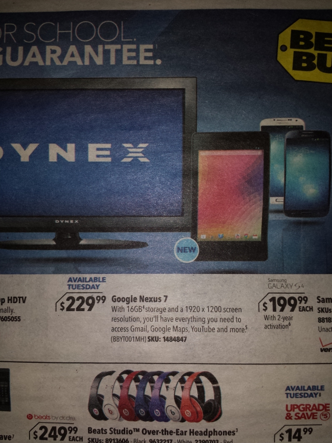 Best Buy ad with Google Nexus 7 - Phone Arena
