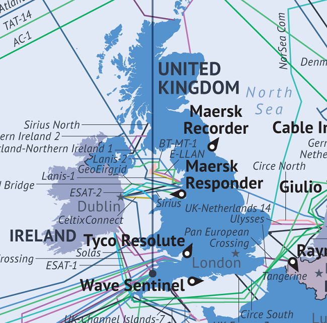 Ireland and UK cable map