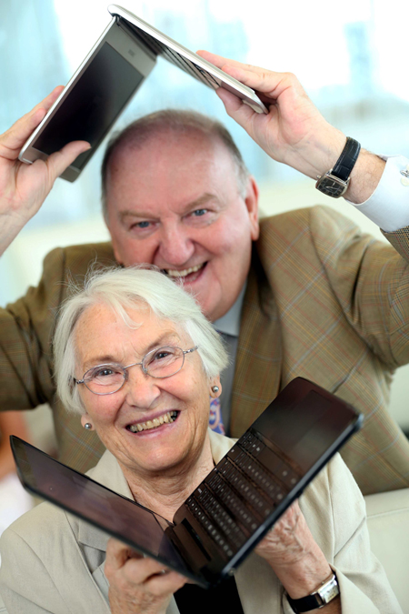 Pictured with Irish broadcaster George Hook is silver surfer Dorothy Harrington (78), from Sandymount, Co Dublin