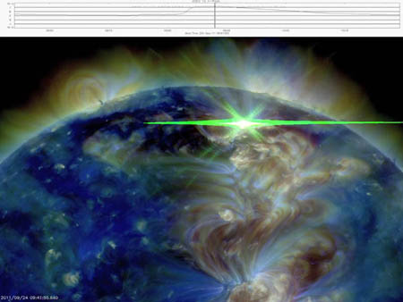 Solar flare. NASA recorded the violent solar flash on 24 September 2011