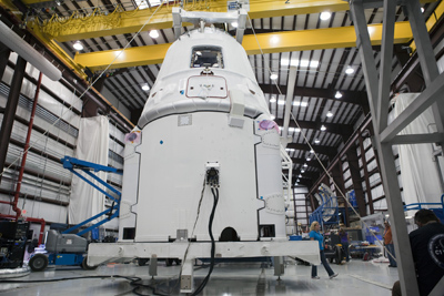 The Dragon spacecraft pictured before being attached to the Falcon 9 rocket. Credit: SpaceX