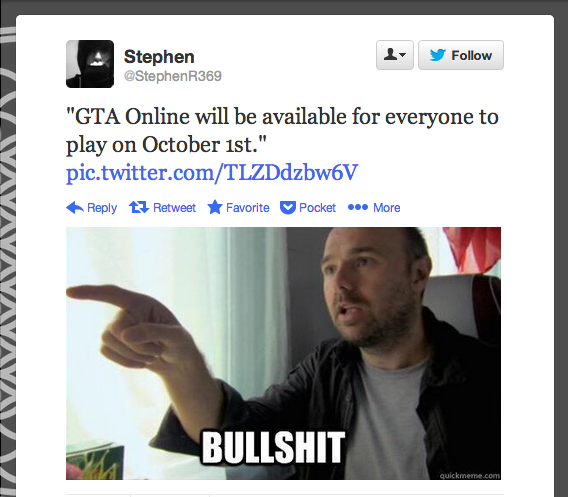 Stephen @StephenR369 tweet at 8.14am 2 Oct 2013 | Twitter