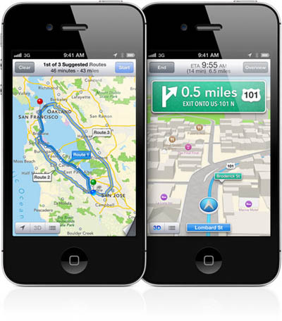  Turn-by-turn navigation on the upcoming Apple Maps service