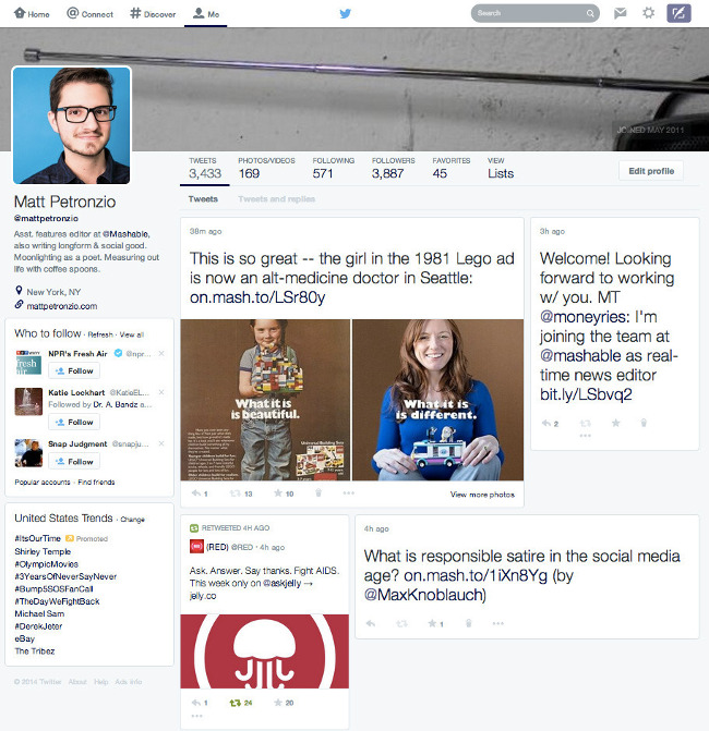 Twitter's Facebook-like layout (via Mashable)