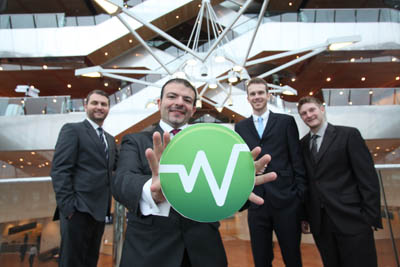 Members of the Wattics team. Pictured, from left:  Seamus Porter, sales director, Dr Antonio Ruzzelli, CEO, Anthony Schoofs, CTO and Alex Sintoni, head of engineering