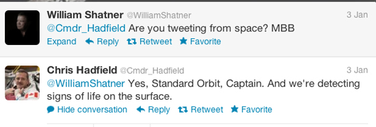 William Shatner Chris Greenfield Tweets