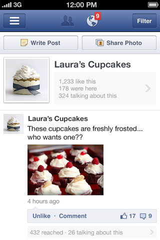 Facebook Pages Manager app screenshot