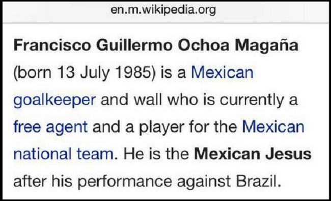 Ochoa Wiki page after World Cup