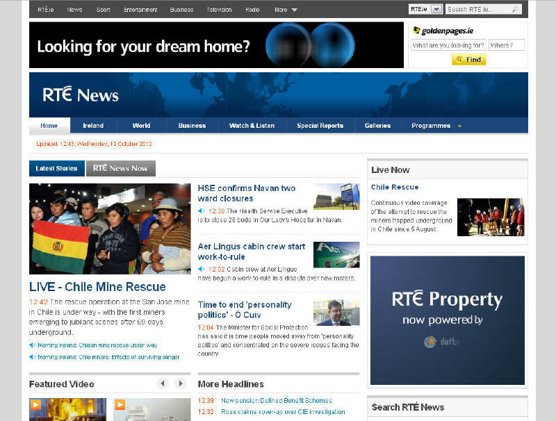 RTE news pages