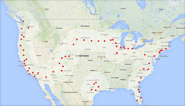 Supercharger locations map