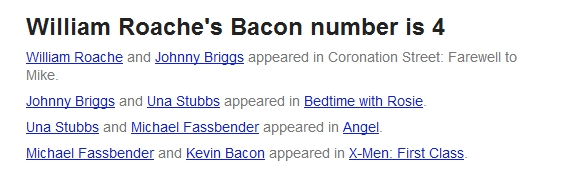 William Roache's Bacon number