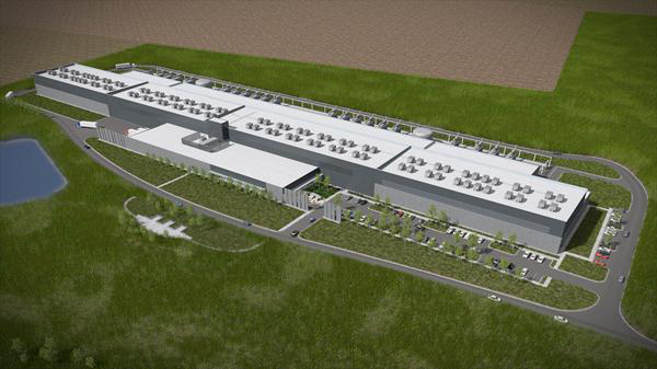 Artist's concept of the future Facebook data center in Altoona, Iowa. Image via Facebook