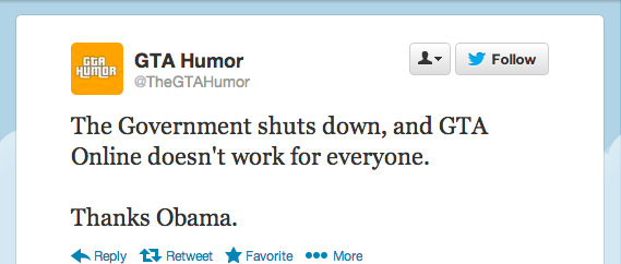 GTA Humor @TheGTAHumor tweet at 3.38am 2 Oct 2013 | Twitter