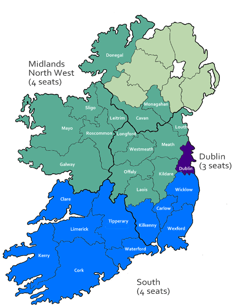 Ireland's European Parliament constituencies