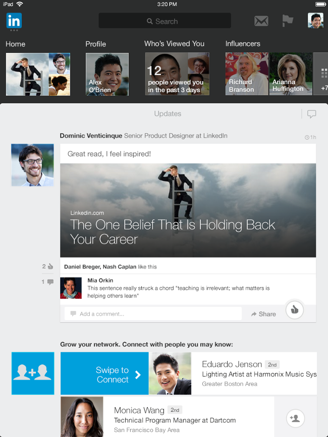 LinkedIn app for iPad