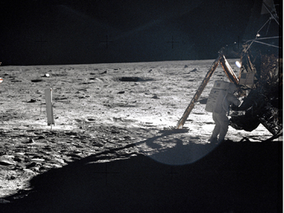The late Neil Armstrong, pictured stepping onto the surface of the moon on 21 July 1969. Credit: NASA