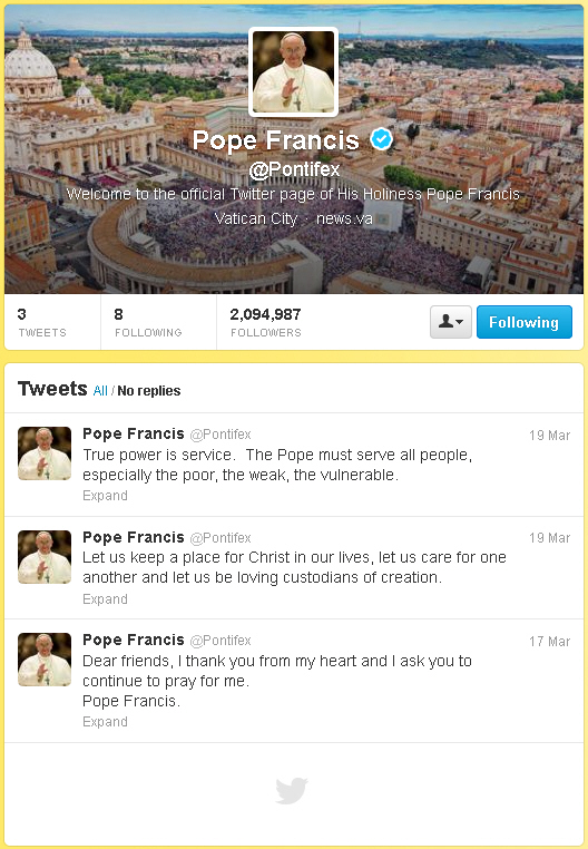 Pope Francis tweets