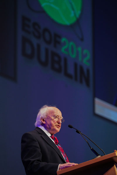 Ireland's President Michael D Higgins pictured at the opening ceremony of part of the Euroscience Open Forum yesterday 