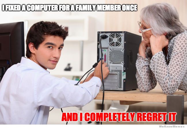 Computer repair technician meme