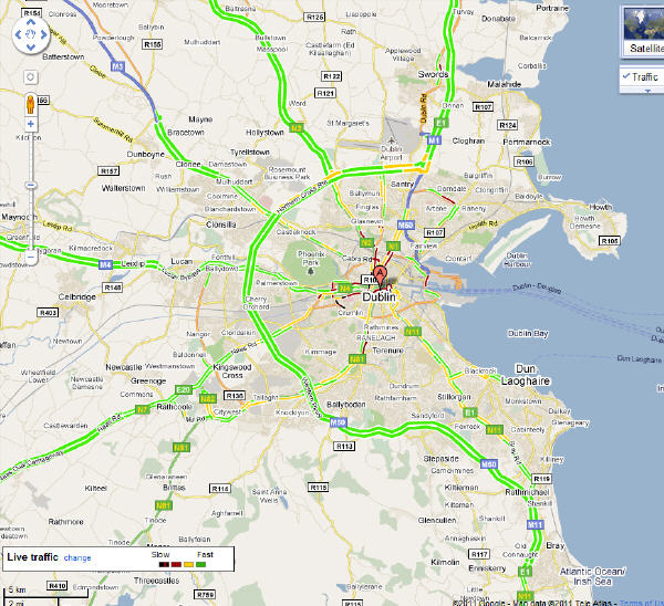 Google Maps Live Traffic Dublin