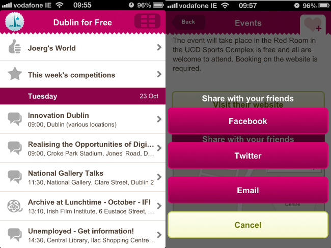 iQ Content Dublin Event Guide app