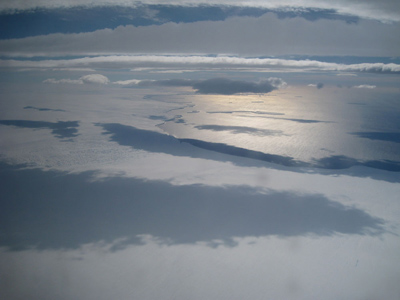 The ice-margin of Ferrigno Ice Stream where it flows into Eltanin Bay. Image credit: glaciologist Dr Robert Bingham