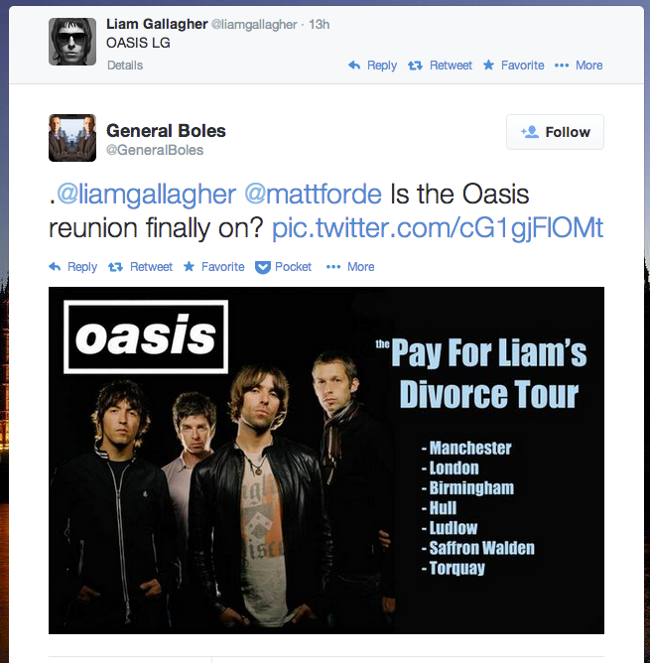 Liam Gallagher Oasis tweets