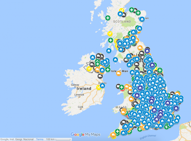 Map of UK showing Stowga’s site distribution