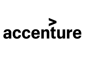 A black Accenture logo.