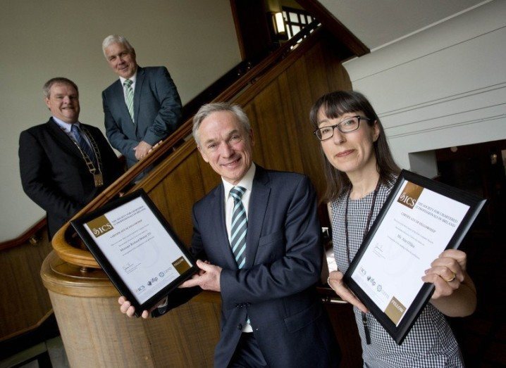 Ann O'Dea, CEO and editor-at-large, Silicon Republic, with Minister Richard Bruton