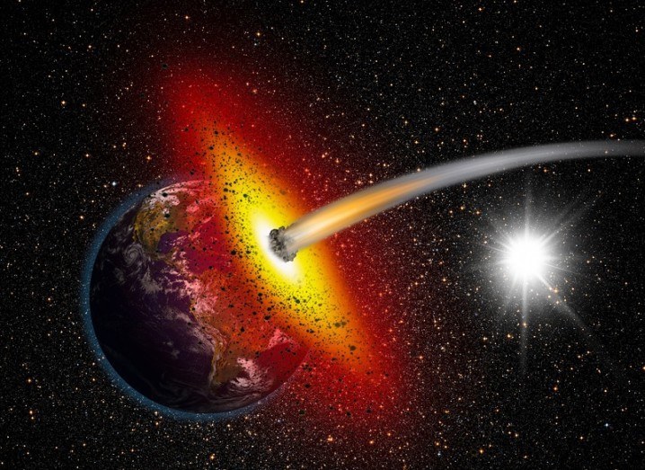 Asteroid colliding with Earth
