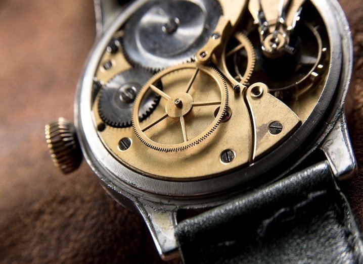 Internal components of a watch