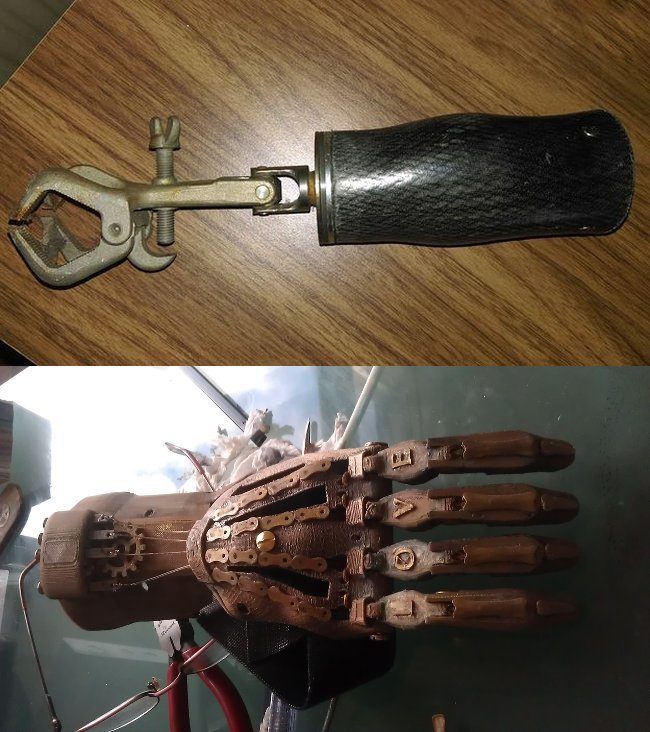 Before-after 3D printed hand