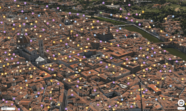 Apple Maps Florence, with Basilica di Santa Maria del Fiore and Ponte Vecchio