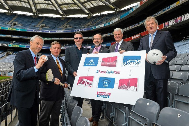 Pictured: Martin Curley from Intel; Arizona University president Michael Crow; Intel Internet of Things Group VP Philip Moynagh; DCU president Prof Brian MacCraith; Uachtaran Chumann Luthchleas Aogan O’Fearghail and Ard Stiurthoir Paraic Duffy