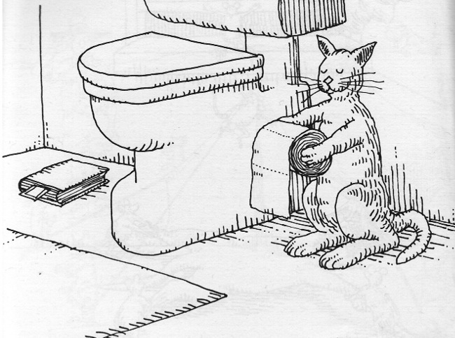 Dead cat toilet roll holder