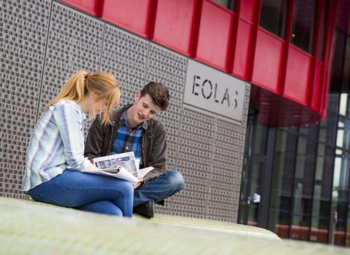 Students outside the new Eolas building, Maynooth University