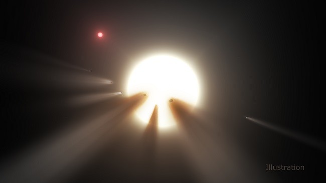 Comets in front of star