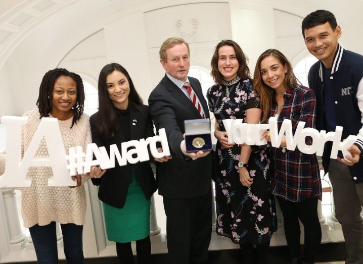 An Taoiseach Enda Kenny pictured with some of the winners of the Undergraduate Awards