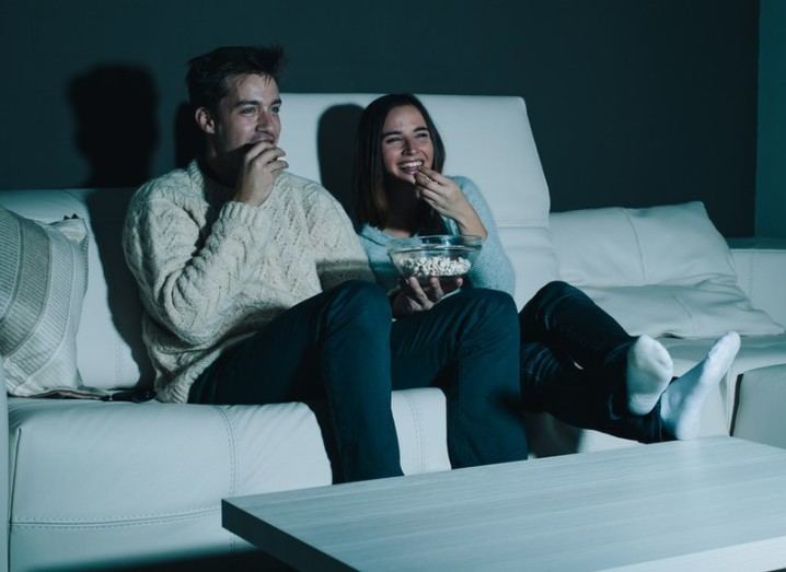 Binge-watch: couple watching TV