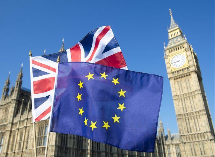 Brexit: flags in front of Big Ben