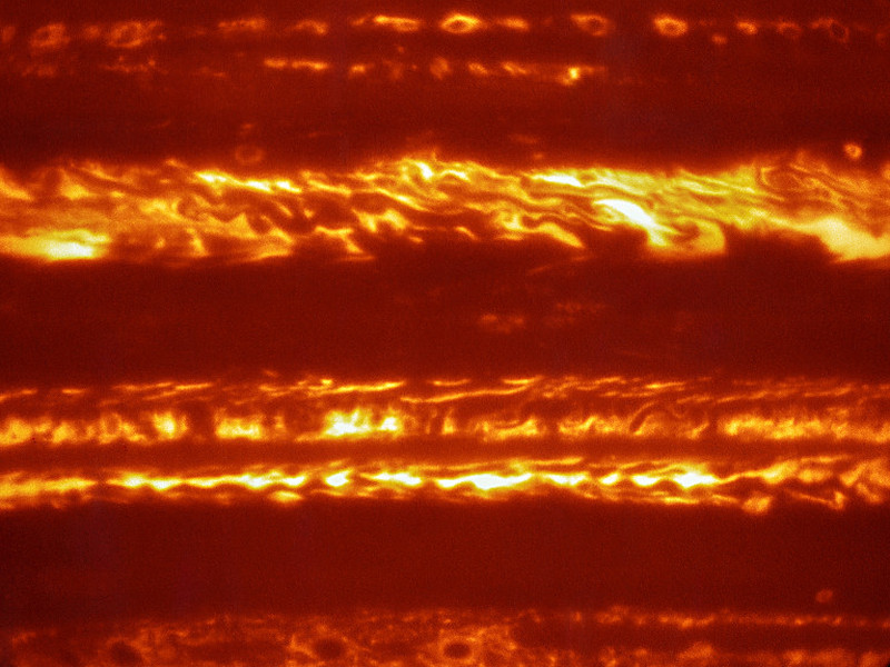 In preparation for the imminent arrival of NASA’s Juno spacecraft, astronomers used ESO’s Very Large Telescope to obtain spectacular new infrared images of Jupiter using the VISIR instrument, via ESO/L. Fletcher
