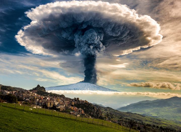 An Etna eruption seen from San Teodoro. The quiet of the grazing flocks and the tranquility of the village are in contrast to the enormous explosive force of the volcano – image via Fernando Famiani, single image finalist at Magnum and LensCulture Photography Awards 2016