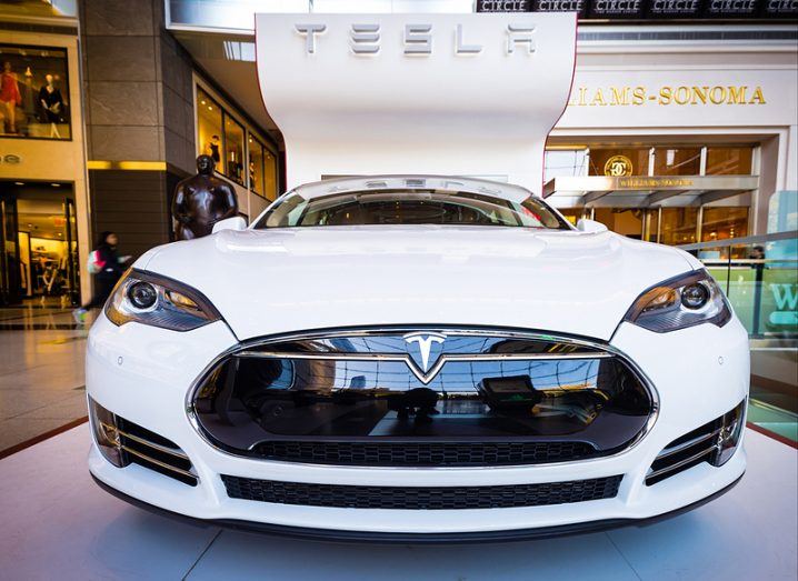 Tesla white car