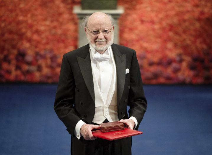 William Campbell receiving his Nobel Prize for biology, following studies on parasitic roundworms. Image: The Nobel Foundation/Claudio Bresciani